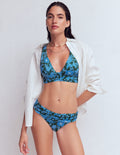 Classic Fold Bikini Bottoms-Dark Green, Ocean Blossom