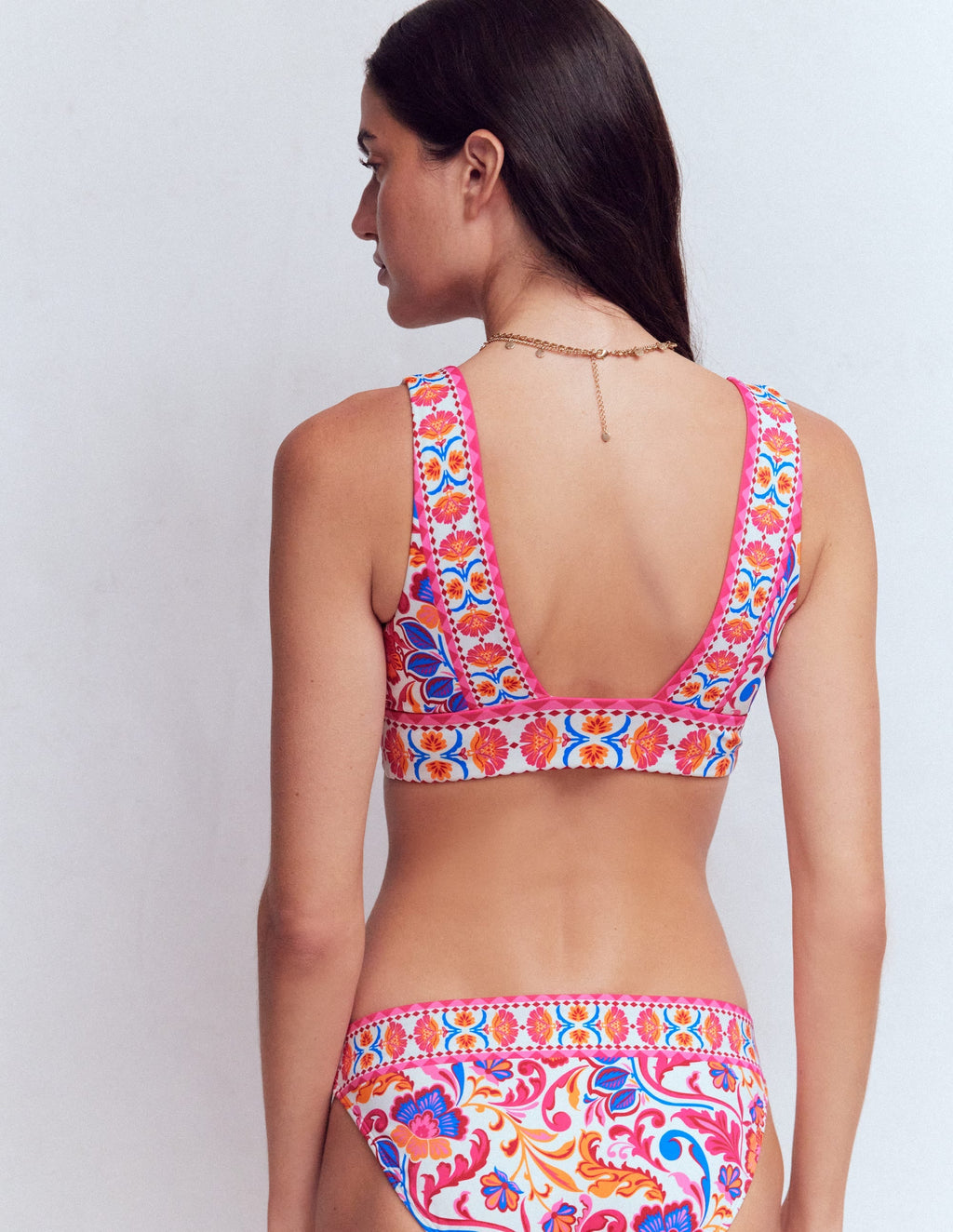Porto Bikini Top-Pink Power, Flourishing Meadow