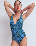Mykonos Deep V Swimsuit-Dark Green, Tigers Paradise