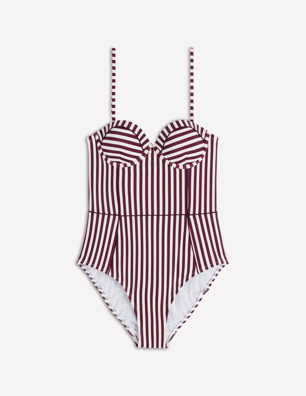 Rhodes Cup-Size Swimsuit-Chocberry, Ivory Stripe