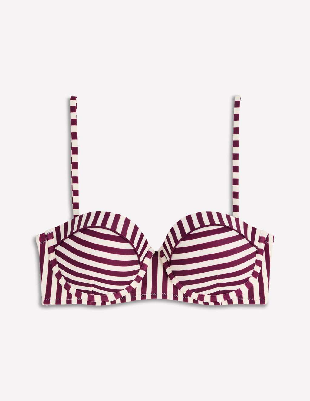 Rhodes Cup-Size Bikini Top-Chocberry, Ivory Stripe