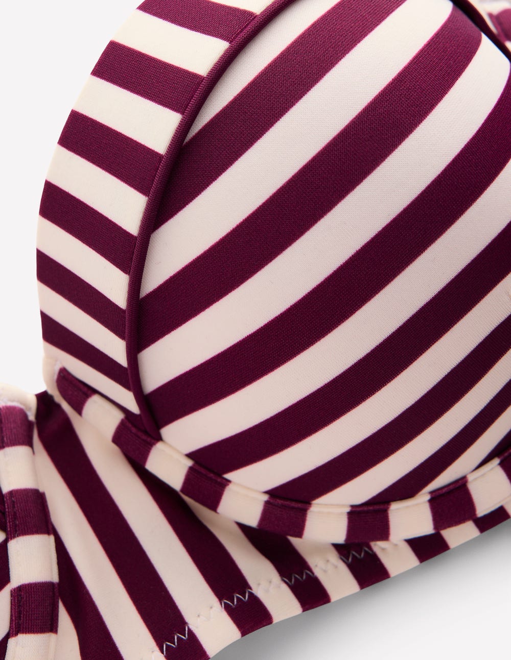 Rhodes Cup-Size Bikini Top-Chocberry, Ivory Stripe