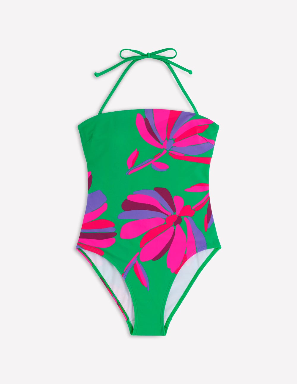 Paros Bandeau Swimsuit-Green Tambourine,Daisy Cascade