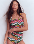 Kythira Ruched Tankini-Multi Zig zag wave