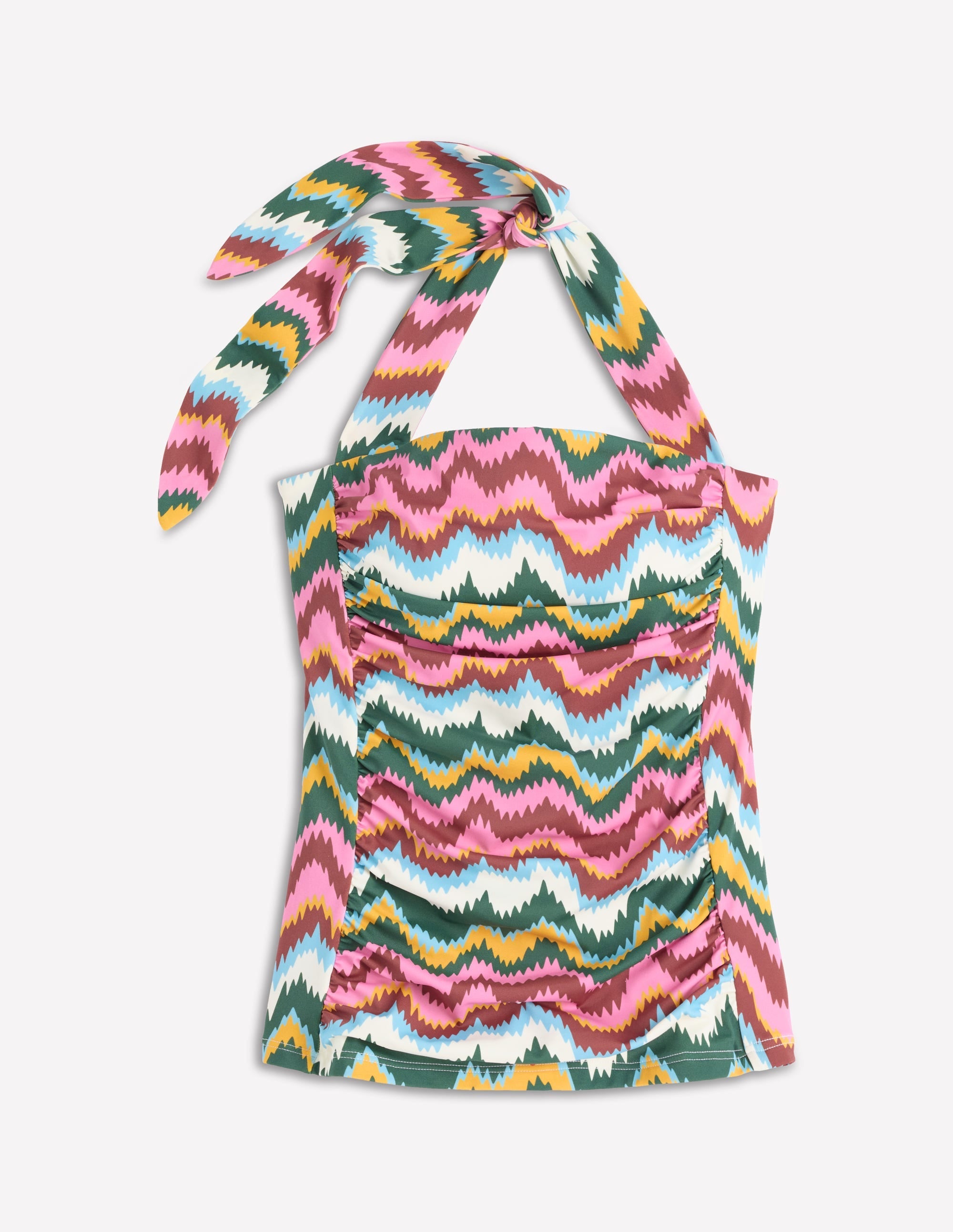 Kythira Ruched Tankini-Multi Zig zag wave