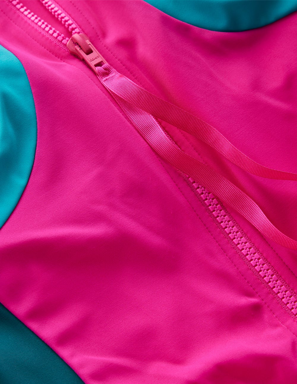 Sporty Rash Guard Swimsuit-Pink, Colourblock