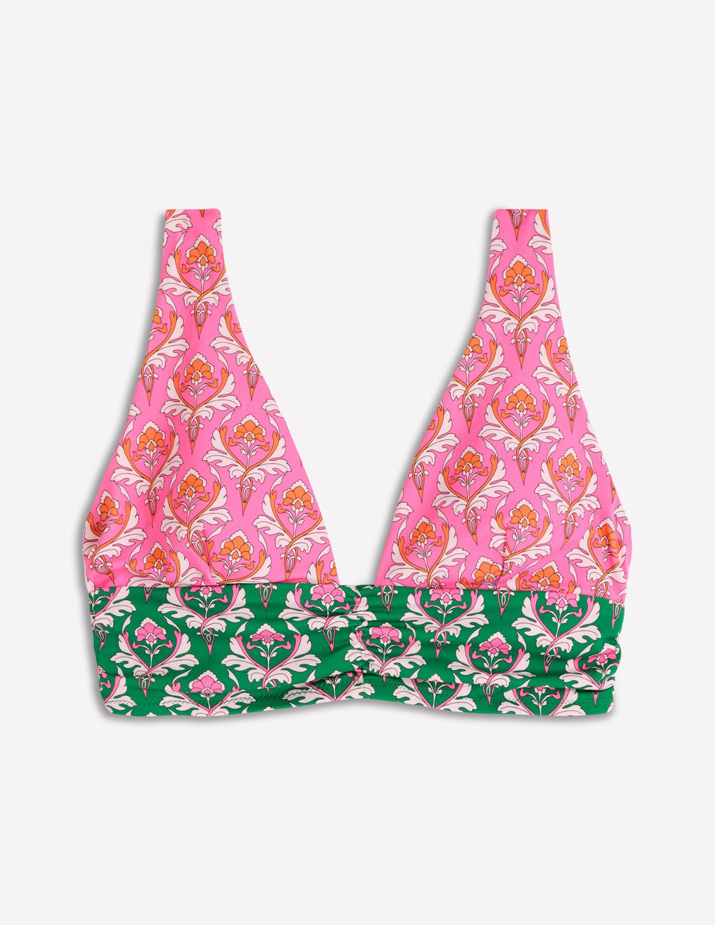 Mykonos Deep V Bikini Top-Multi, Ornamental Stamp