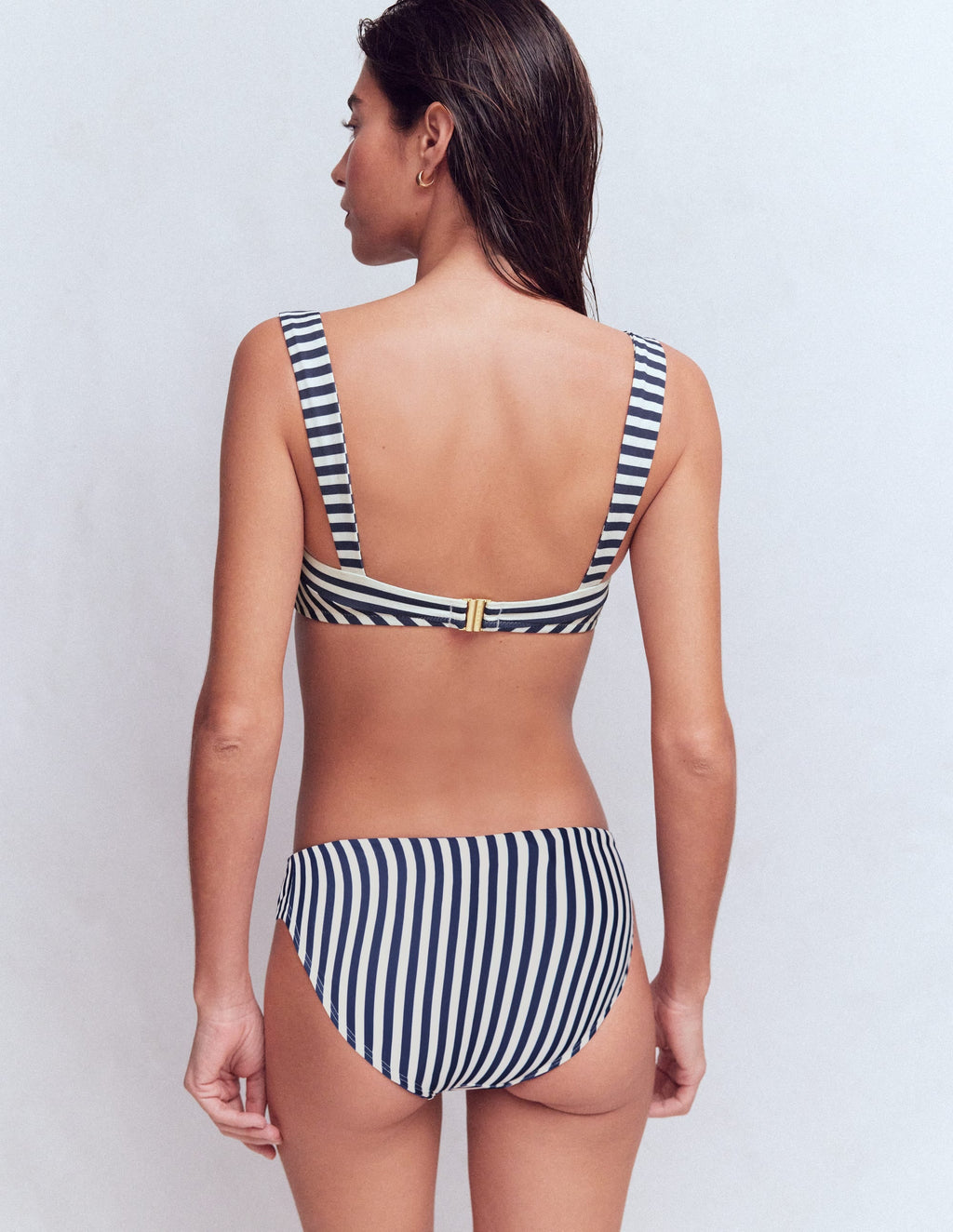 Clean Sweetheart Bikini Top-Navy, Ivory Stripe