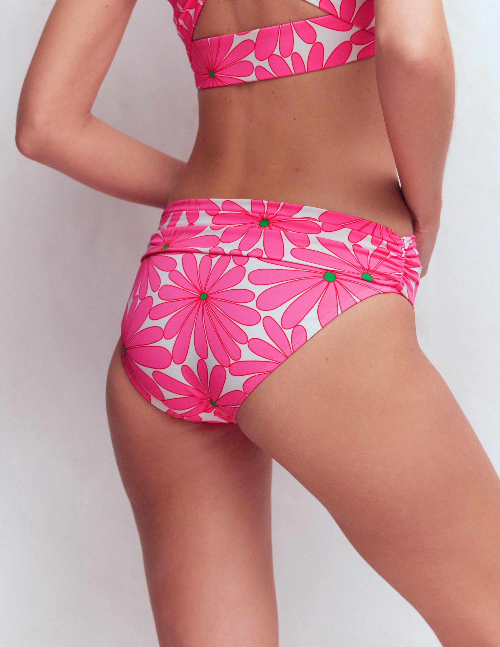 Classic Fold Bikini Bottoms-Sangria Sunset, Daisy Blossom
