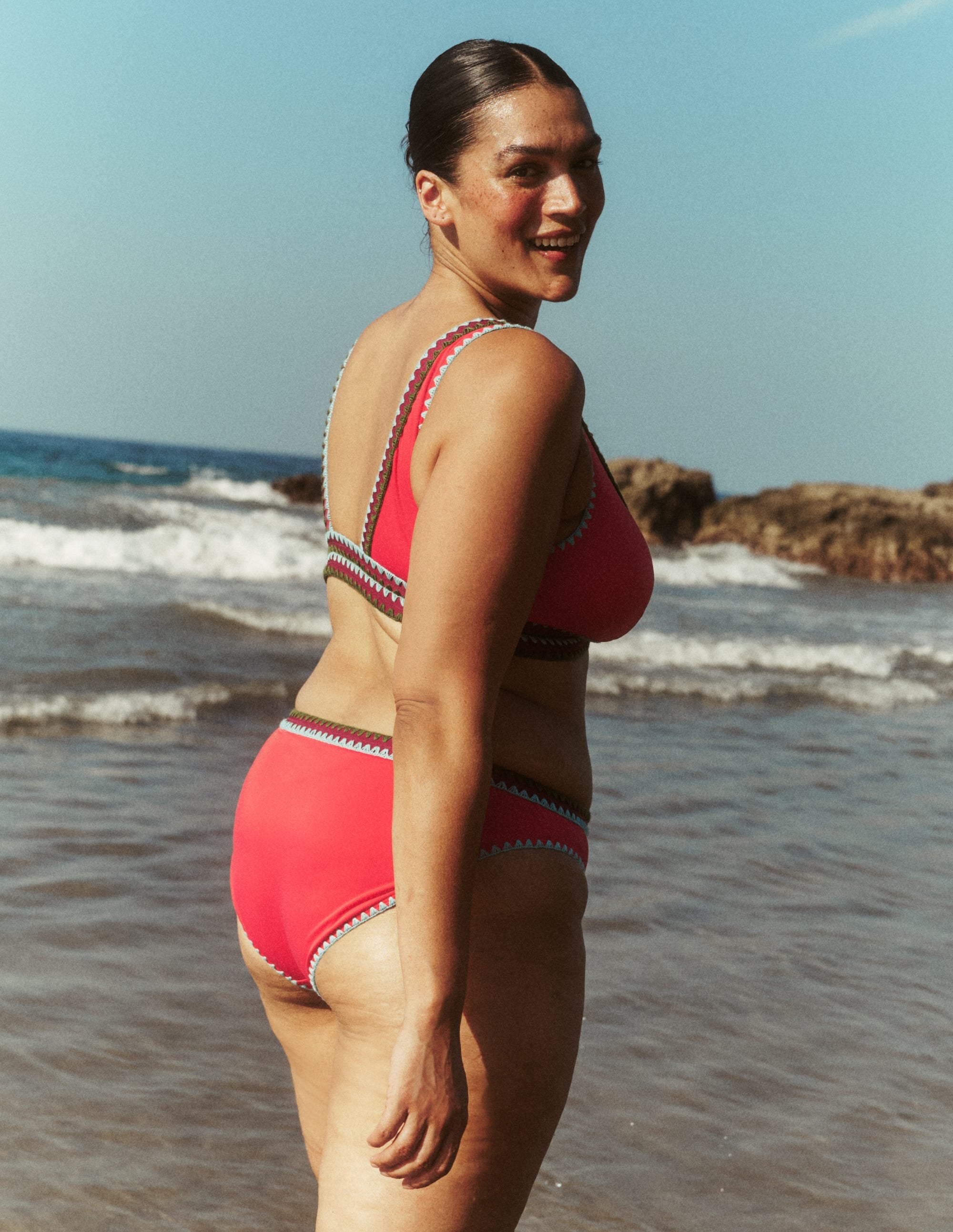 Porto Bikini Top-Rosy, Embroidery