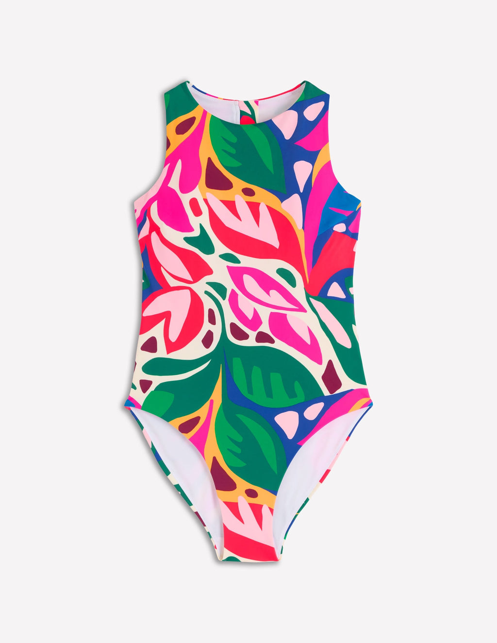 Sporty Rash Guard Swimsuit-Multi, Leafy Cascade
