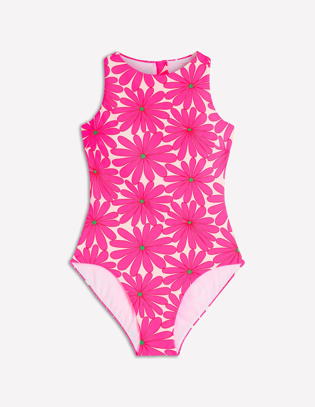 Sporty Rash Guard Swimsuit-Sangria Sunset, Daisy Blossom