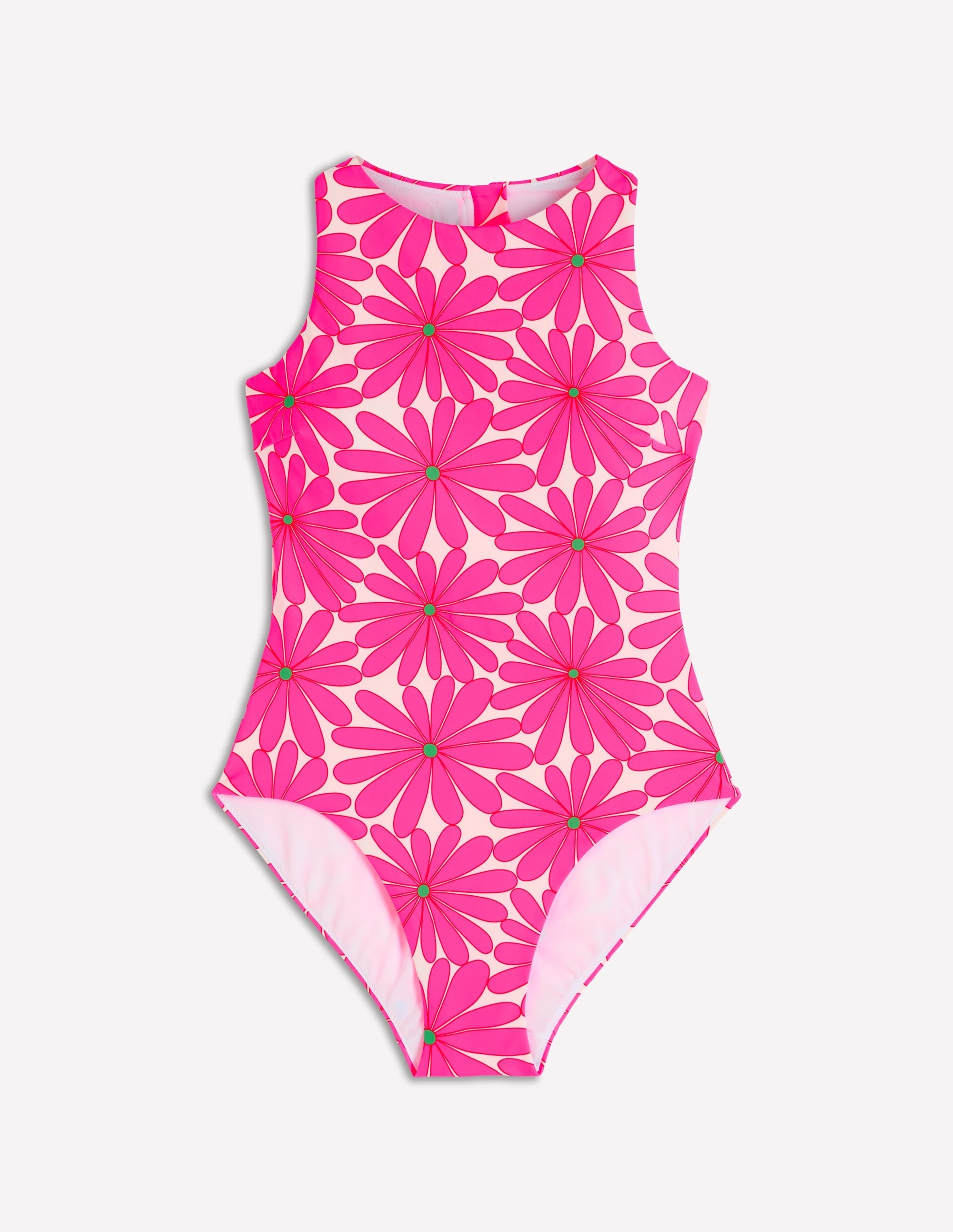 Sporty Rash Guard Swimsuit-Sangria Sunset, Daisy Blossom