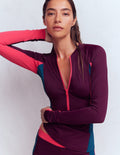 Sun Safe Raglan Rash Vest-Purple, Colourblock