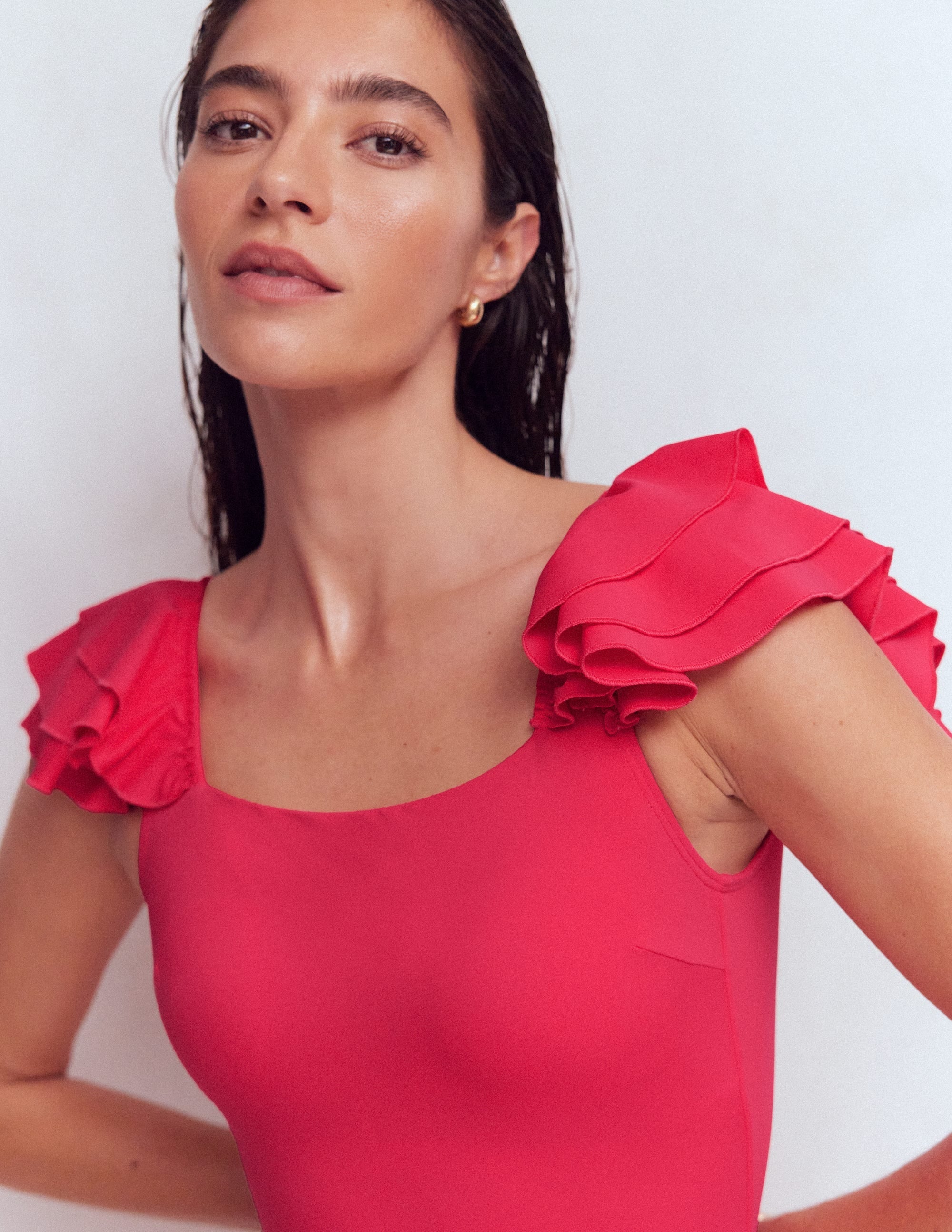 Mega Ruffle Swimsuit-Rosy